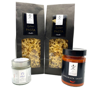 Sylter Genuss-Set: Pasta Fusilli / Arrabiata Sauce / Sylter Meersalz